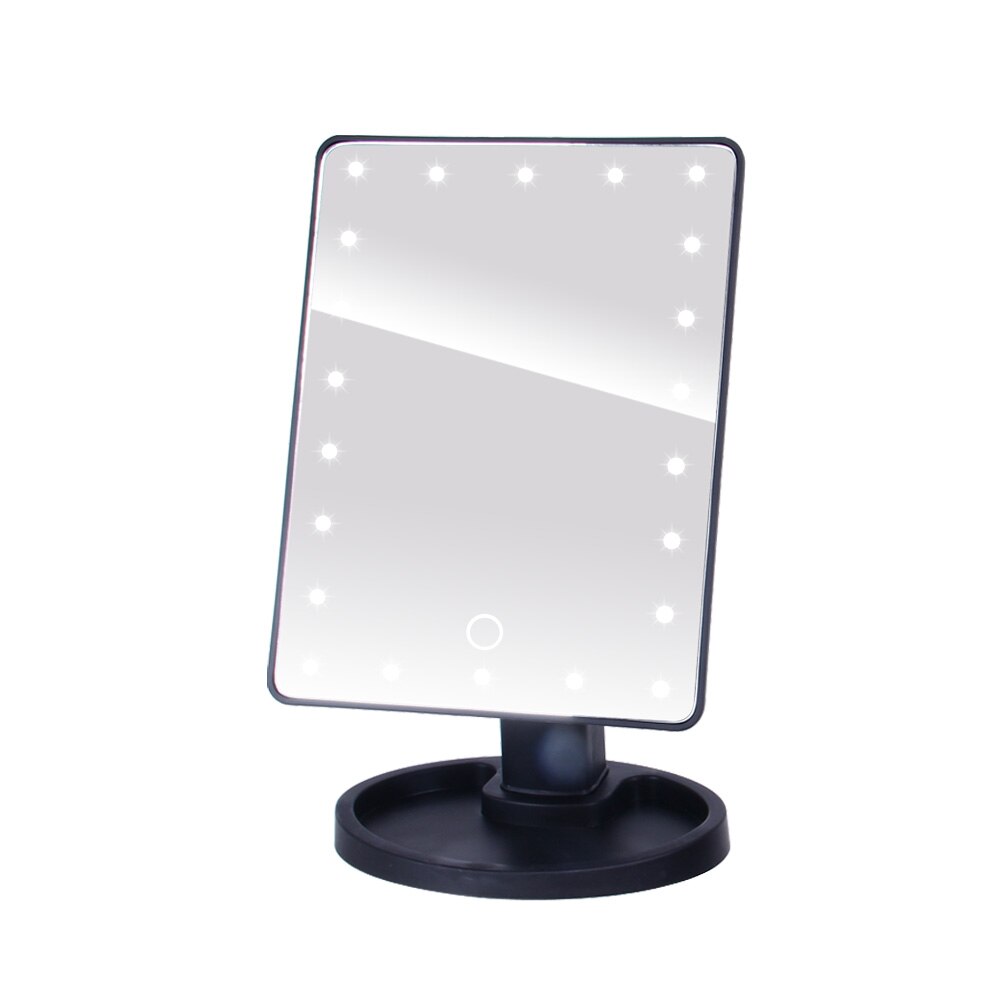 2 Kleuren Led Vergrootglas Professionele Make-Up Spiegels Met Verstelbare Touch Screen Professionele Verlichte Spiegel Beauty Make-Up Tools: 22LED Black