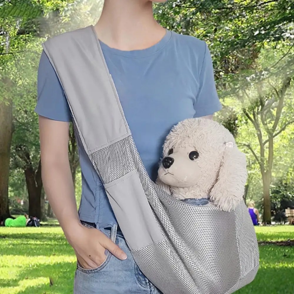 Hondendraagdoek Ergonomische handvrije draagdoek voor kleine honden en katten Ademend gaas met opbergvak Premium huisdierdraagtas