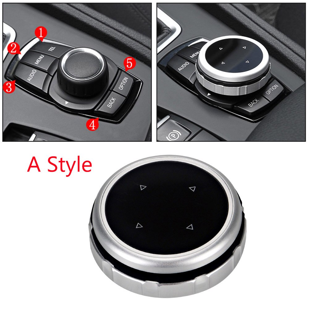 Aluminum Multimedia Control Knob Button Cover Cap For BMW 1 2 4 3 5 Series X1 X3 X5 X6 GT iDrive F30 E90 E92 E60 E61 Car Styling: Fit For - 5 Button