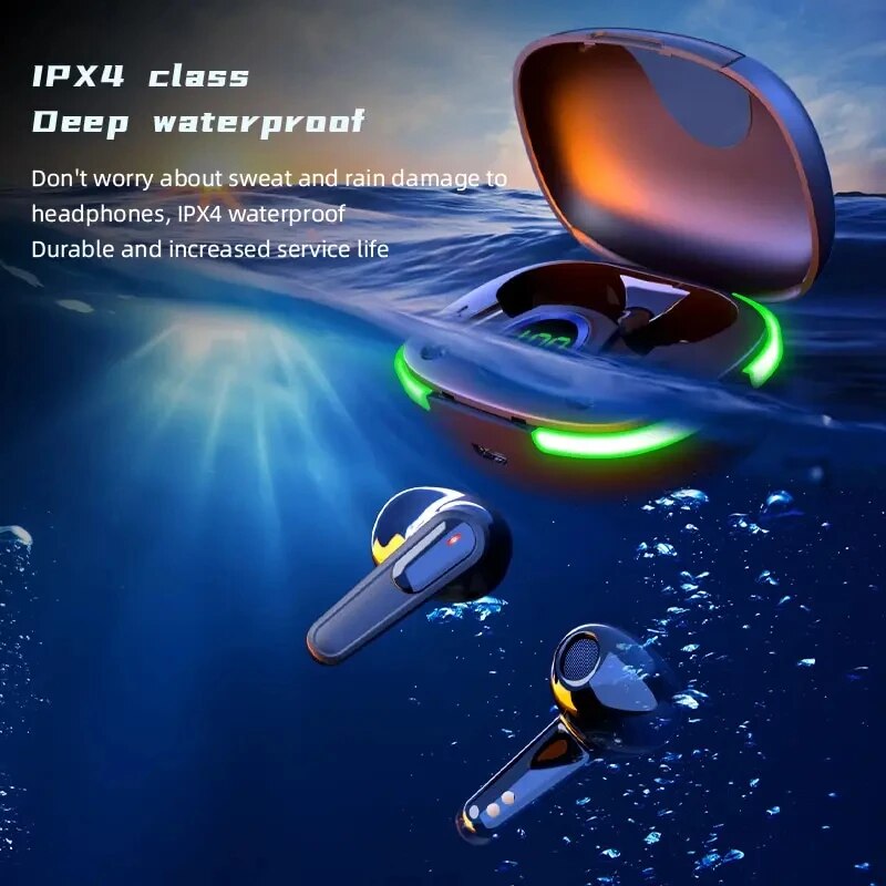 PRO80 Stéréo Bluetooth Casque TWS5.1 Intelligent Tactile LED Numérique Affichage Cool Souffle Lumière Jeu
