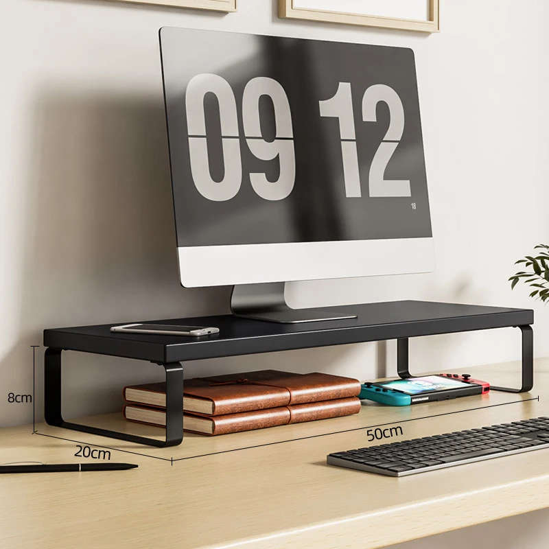 Wooden Monitor Lifting Rack Base Support Cushion Rack Computer Heightening Bracket Office Multifuncte Desktop Storage Rack: Gold