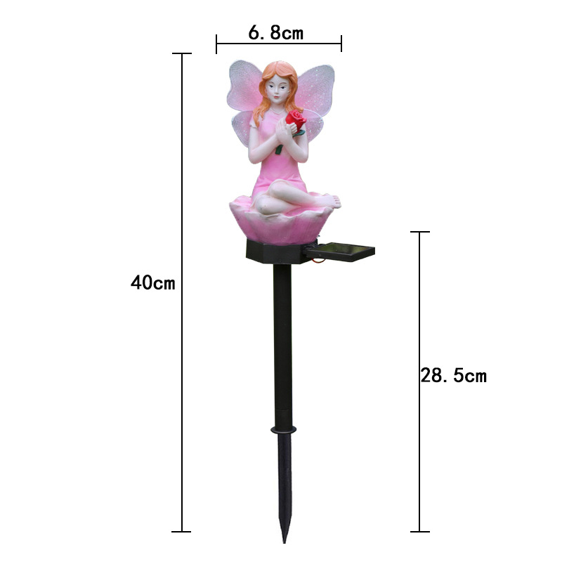 Led movido a energia solar flor luz de fadas resina elf jardim lâmpada decorativa ao ar livre luz à prova dwaterproof água para gramado pátio quintal canteiro: orange