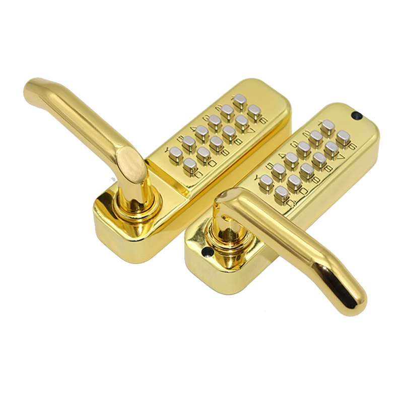 OSPON Double sided mechanical pushbutton keyless lever handle door lock OS209S: Gold