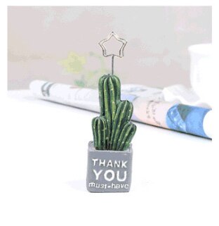 Cactus plant resin plant photo clip desktop message postcard post it note holder business card holder: A