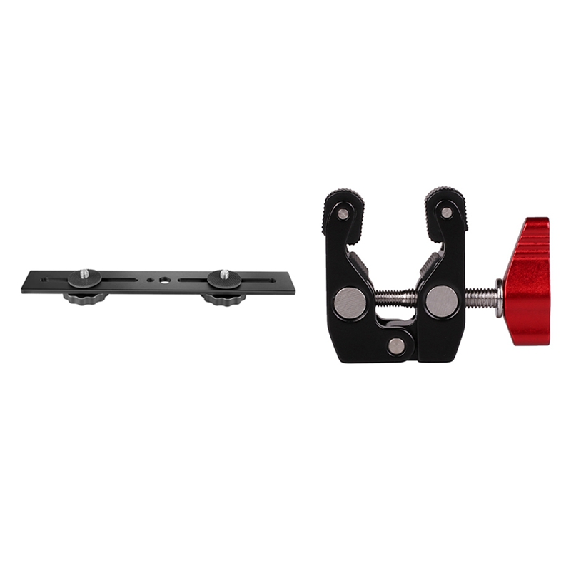 8- zoll-doppelblitz-kamerastativ für dslr-kameras mit kameraklemme, krabbenhalterung und blitzschuhadapter für lcd-feldmonitore: Default Title