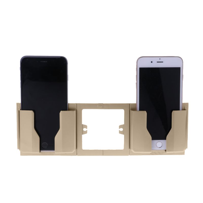 Socket Muur Telefoon Houder Beugel Dual Mobiele Opladen Lader Stand Mount Thuis Plank Stand Mount Ondersteuning Opladen Opbergdoos