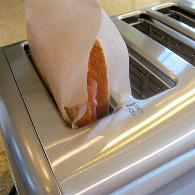 2 stk brødristerposer for grillet ostesmørbrød laget enkelt gjenbrukbare non-stick bakt toastbrødposer glassfibertoast mikrobølgeovn