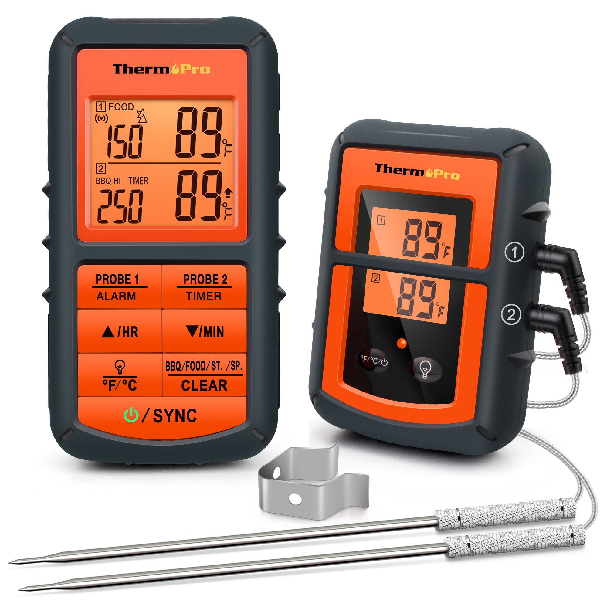 ThermoPro TP08 thermomètre de cuisine numérique, à distance sans fil thermomètre de cuisine numérique-double sonde pour la fumée au BBQ four à gril-moniteur d'aliments/viande: Default Title