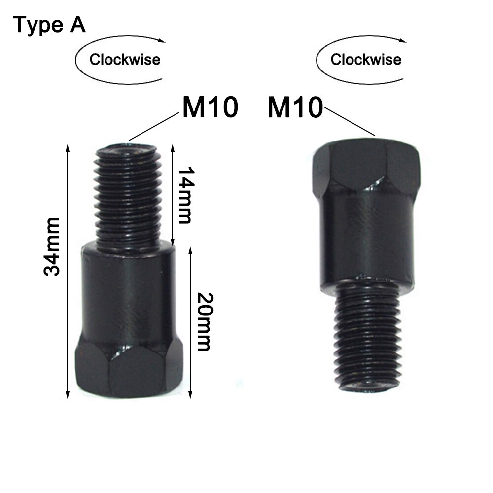 1PC 10mm Clockwise Motorcycle Mirror Adapter Steel Metal Heighten Rearview Bolt Screw Thread Conversion Bolt Motor Mirror Screw: Type A