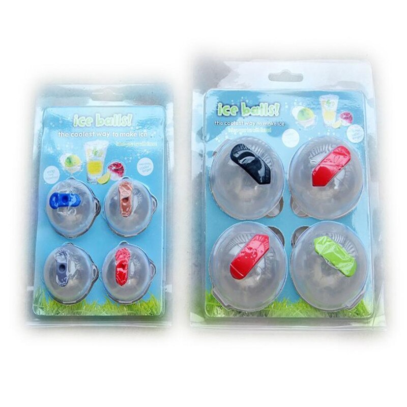 Round Ice Cube Ball Maker Mold Clear Plastic Cooling Whisky Ice Ball Mould Clear Plastic 4pcs Sphere Ice Cube Makers #BL1