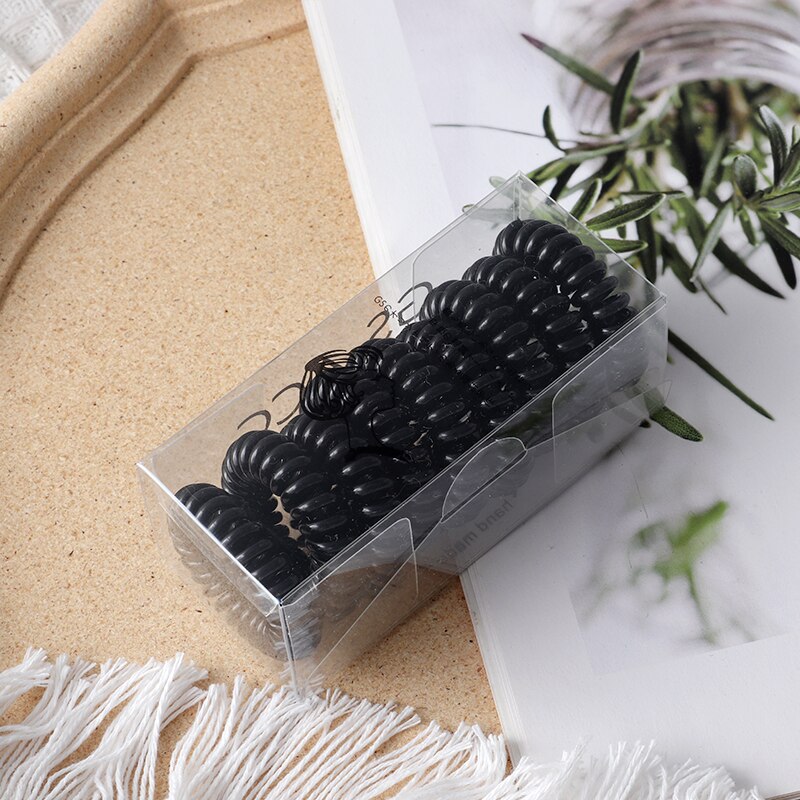 9pcs Elastic Hair Bands Colorful Spiral Hair Ties Telephone Wire Hair Accessories Girls Elastic Hair Bands Headband: style-7