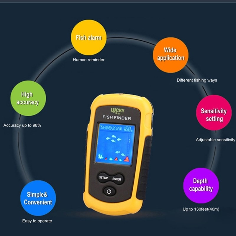 Lucky fishfinder ekkolod til fiskeri ekkolod ekkolod sensor lcd 120m ekkolod trådløs ekkolod isfiskeri