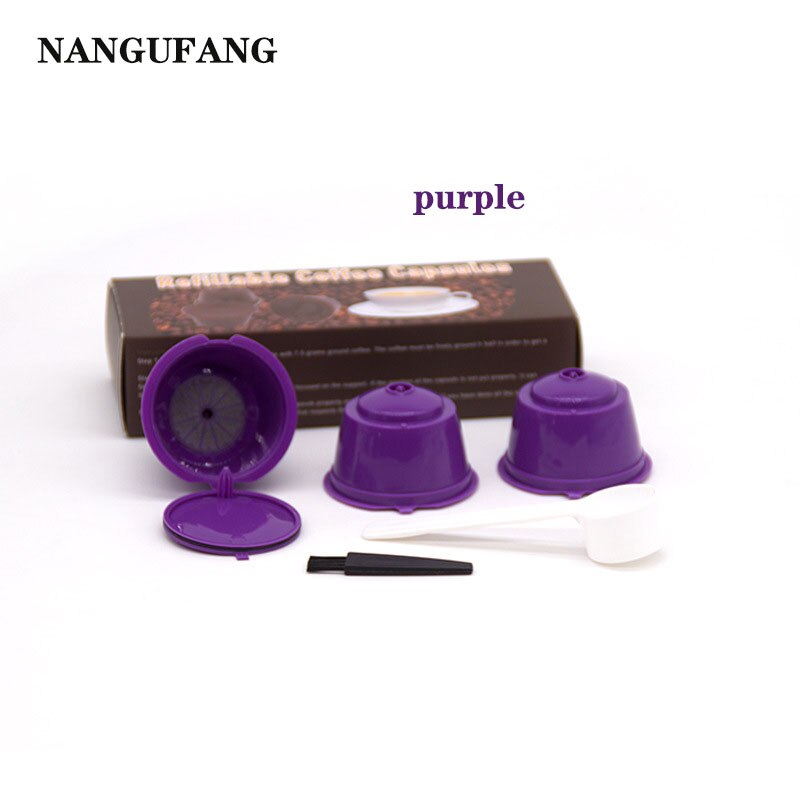 1/2/3pcs reusable coffee filter for Nescafe Dolce capsule filter cup with scoop brush cover，atible Genio Piccolo Esperta Mini Me: 3pcs purple