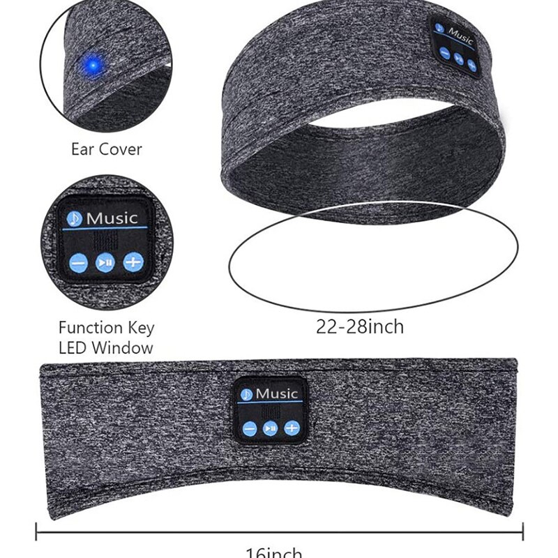 Bluetooth Slapen Hoofdtelefoon Hoofdband Dunne Zachte Elastische Comfortabele Draadloze Muziek Hoofdtelefoon Oogmasker Voor Side Sleeper