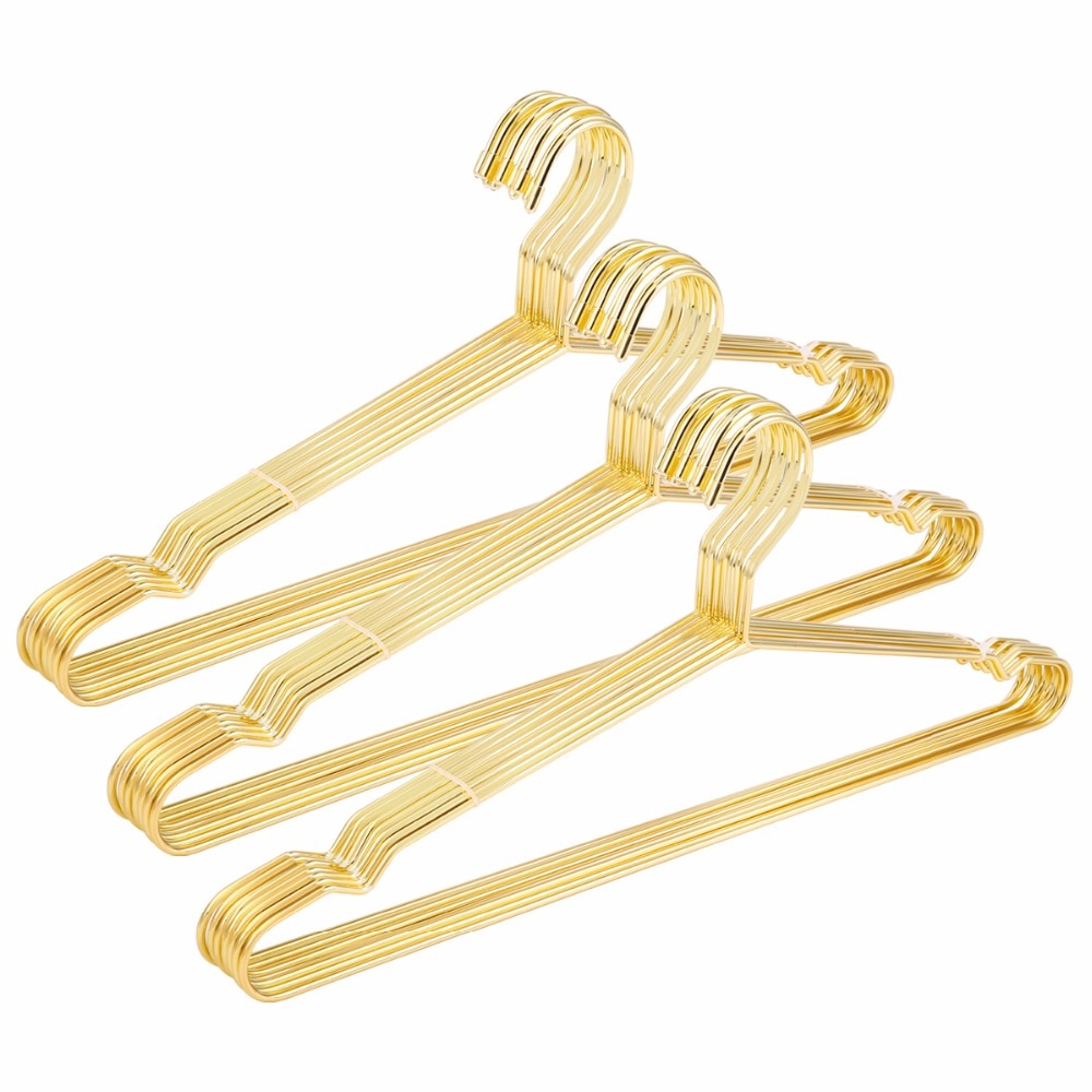 Jetdio Golden Metal Clothes Shirts Hanger with Groove, Heavy Duty Strong Coats Hanger, Suit Hanger, Wire Hanger (30 pcs/Lot)