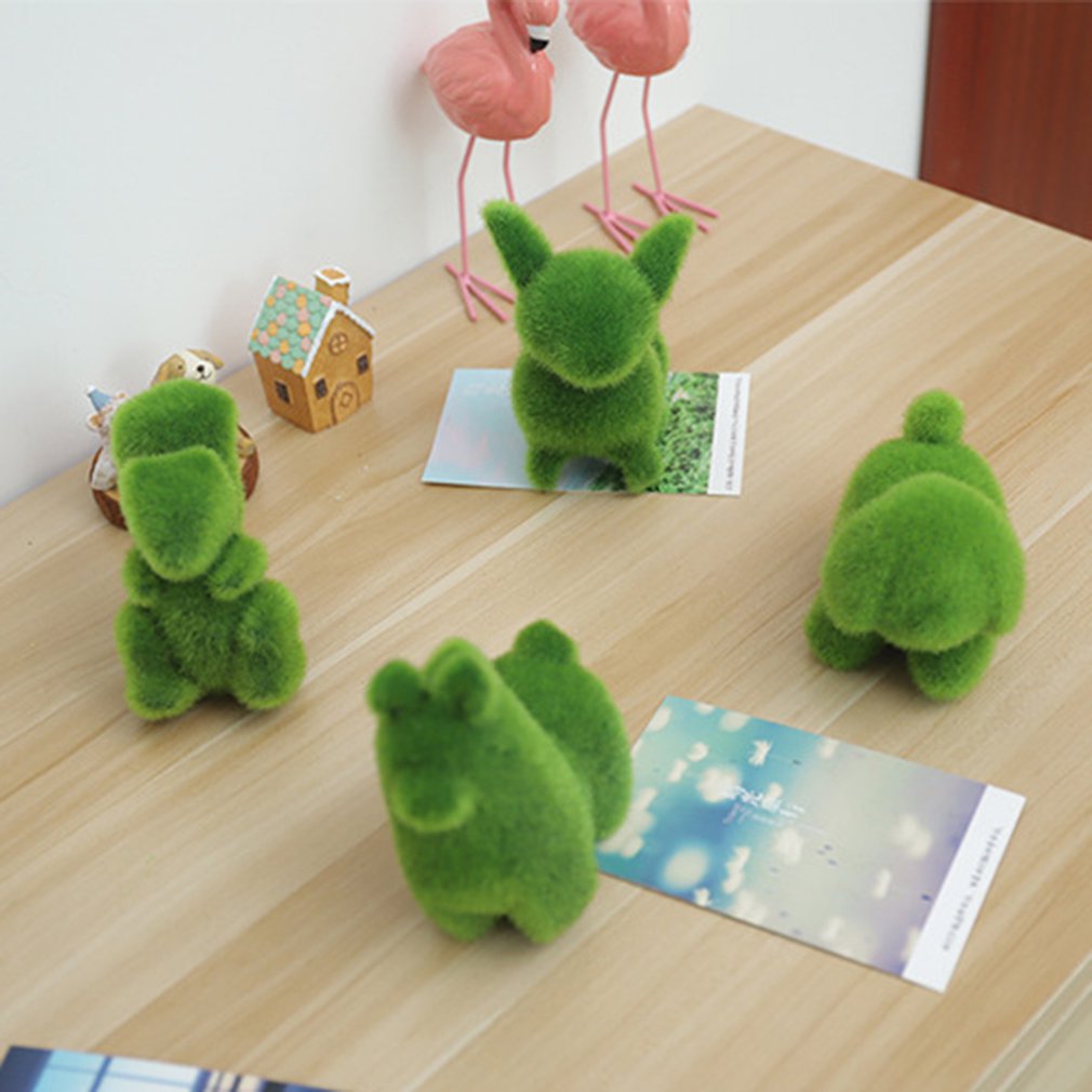 Leuke Groene Freshing Mini Gesimuleerde Gras Dierfiguren Voor Bureau Woondecoratie Nylon Stof Innovatieve Ornament