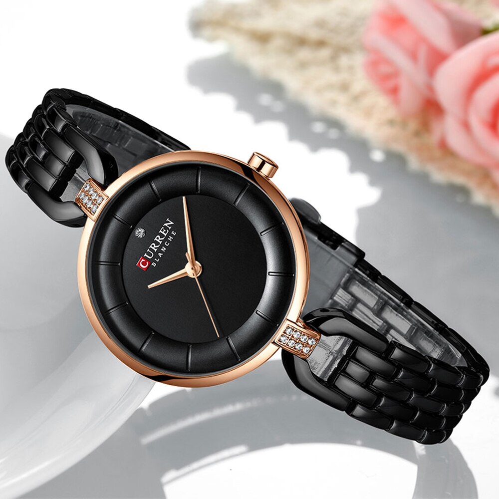 Luxe CURREN Simple Casual Quartz Horloges Vrouwen Zilveren Jurk Horloge Vrouwelijke Klok Dames Horloge met Roestvrij Staal