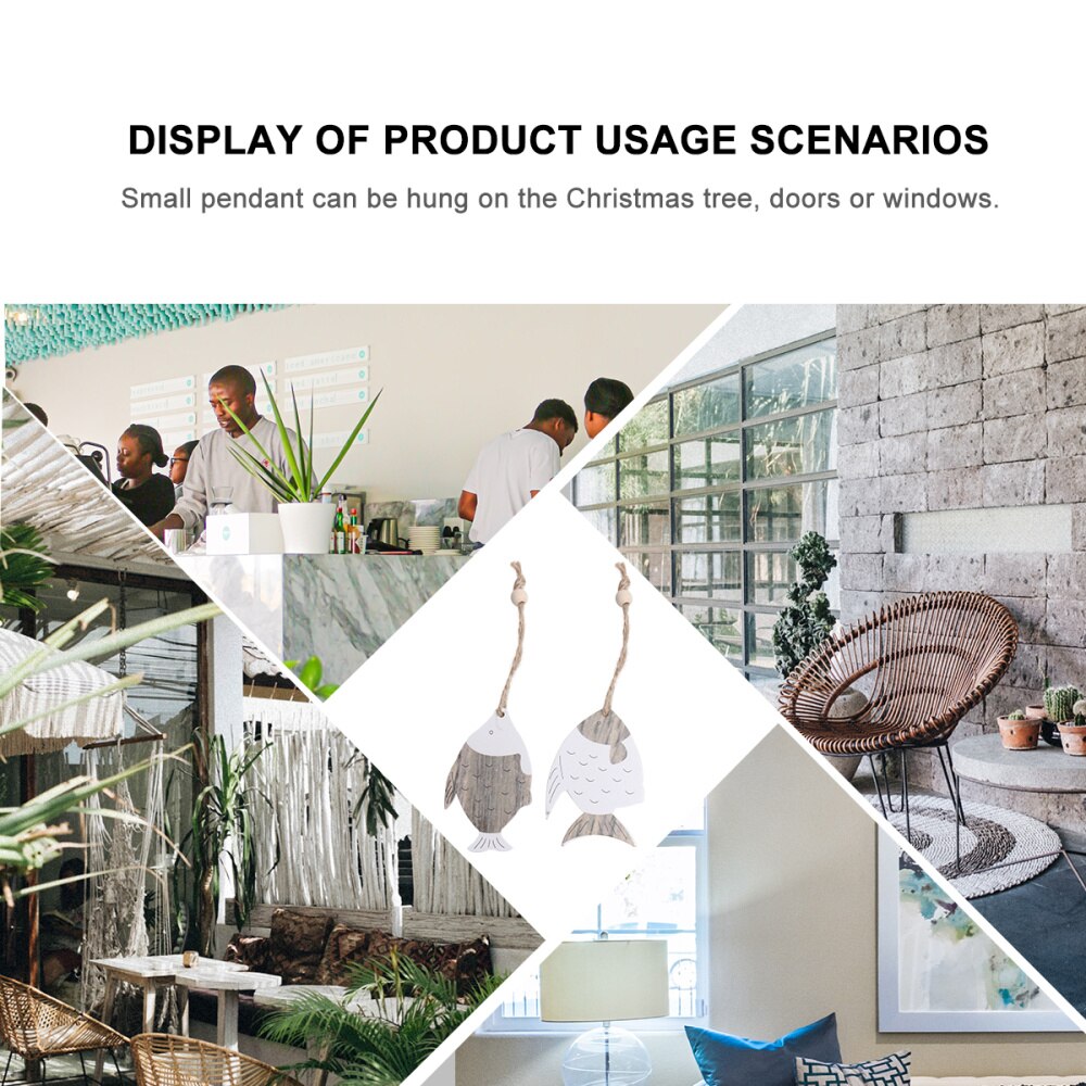 4 PCs Fish Shaped Pendants Wooden Unique Festival Drops Party Supplies for Hotel