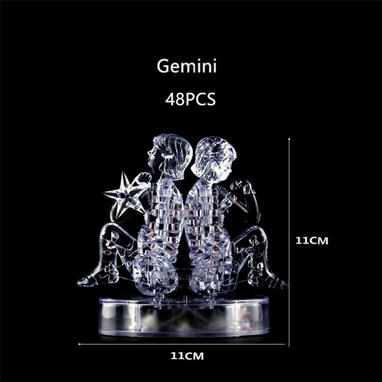 Assembly Horoscope 3D Crystal Puzzle Flashing LED Light Kids 12 Constellations Horoscope Jigsaw Puzzle Toys For Kids: Gemini