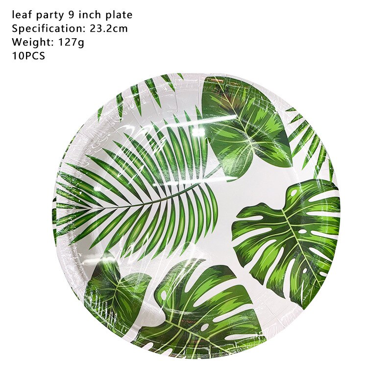 Hawaii party decoration green leaves jungle disposable tableware plates napkins tropical summer wedding party