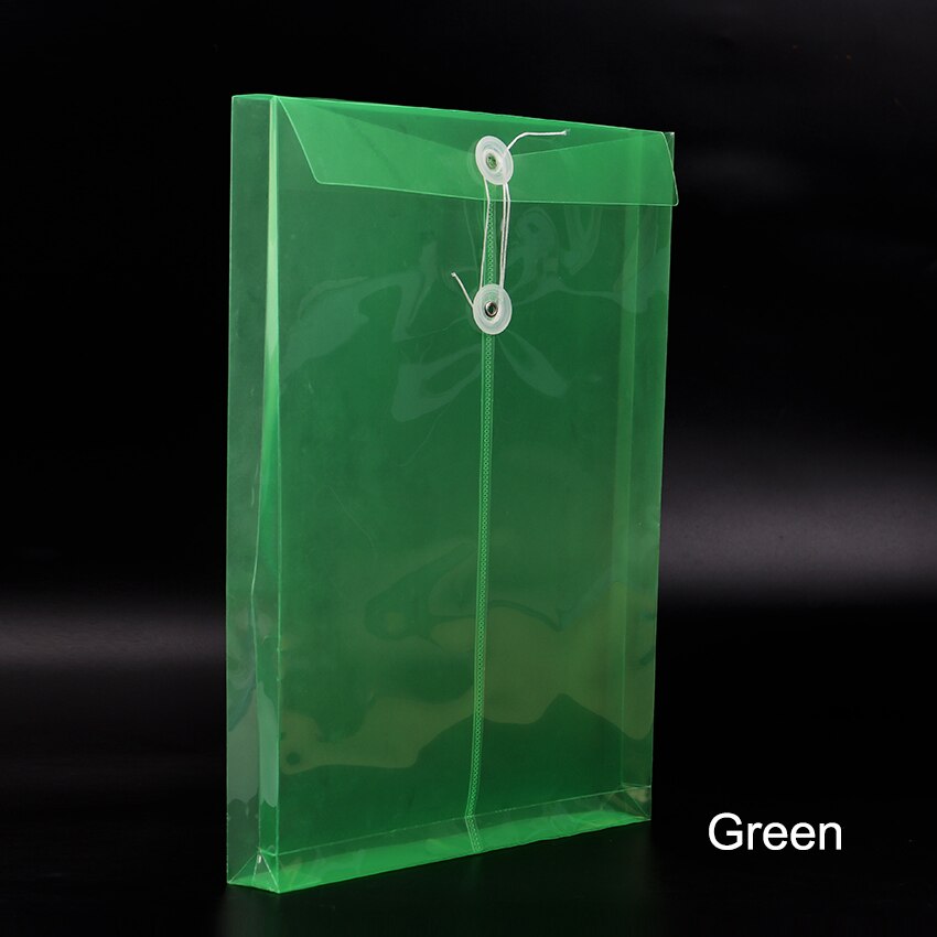 1pc  a4 kontor fil taske knap lukning mappe taske gennemsigtig plast mappe kontor papirvarer levering: Grøn