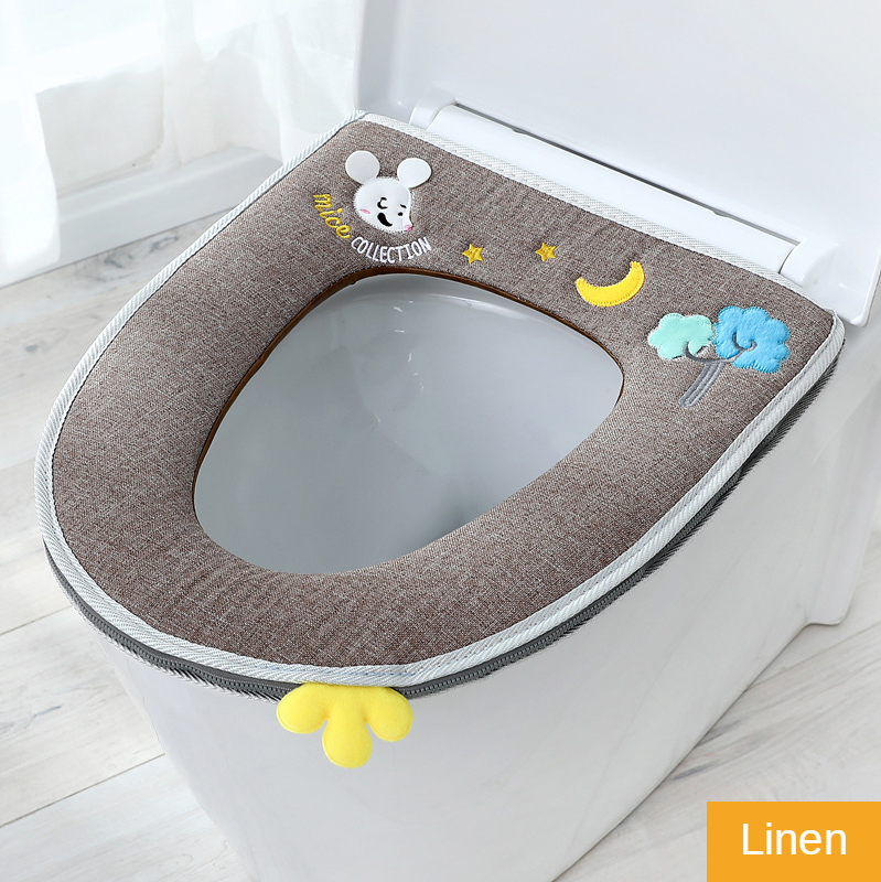 EGNMCR Tapis de Toilette Coussin de Siège de Toilette Quatre Saisons Housse de Toilette Épaissie Coussin de Siège de Toilette Tricoté Lavable Housse de Toilette Ménagère