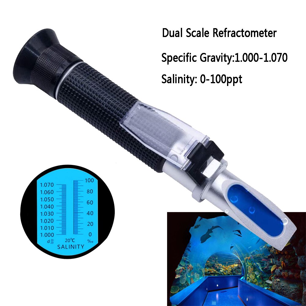 Hand Held 2In1 Salinity Refractometer With Automatic Temperature Compensation For Seawater And Marine Fishkeeping Aquarium