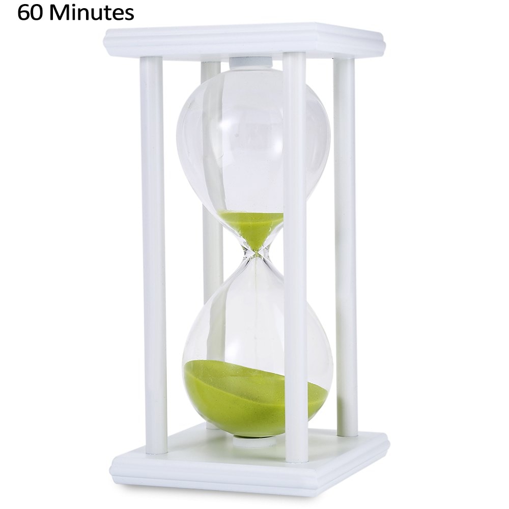 30/60 Minutes Hourglass Sand Timer Kitchen School Modern Wooden Hour Glass Sandglass Sand Clock Tea Timers Home Decoration: WHITE GREEN / 60mins