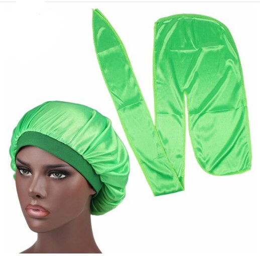 Heren zijden durag match zijden muts voor vrouwen dezelfde kleur zijden durag bandana's voor mannen lange staart durags golfmuts slaapmuts