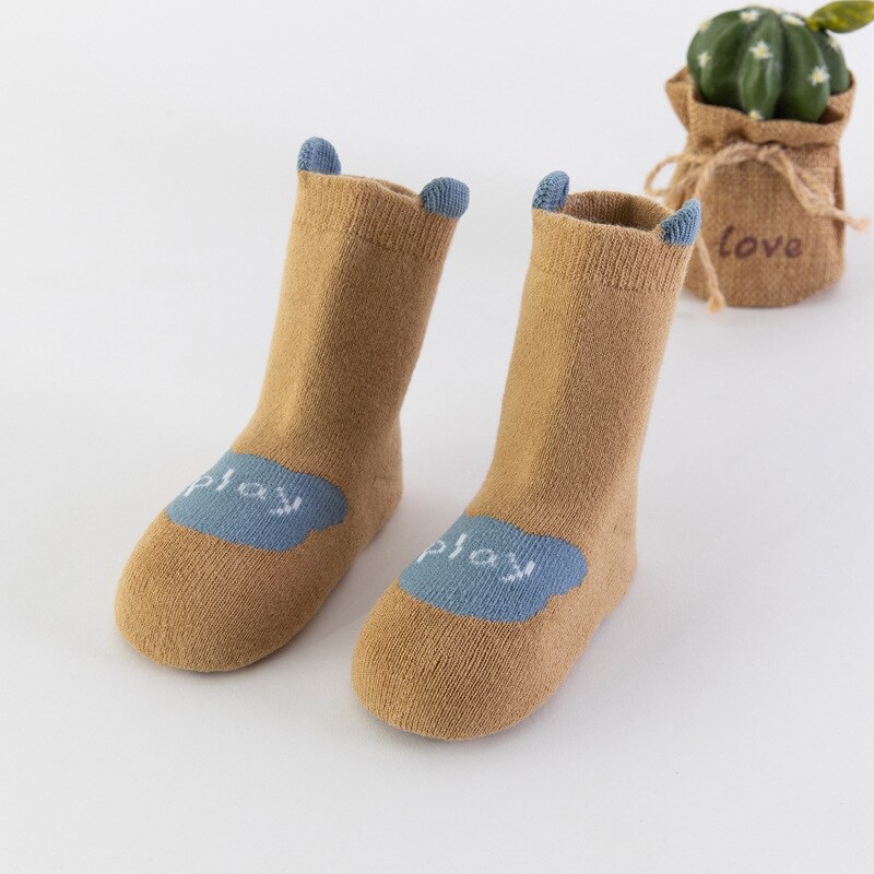 Herfst Leuke Sokken Baby Kleding Pasgeboren Accessoires Peuter Meisje Jongens Casual Sokken Dikker Cartoon Sokken Calcetines Bebe: khaki / M(sole length 11cm)