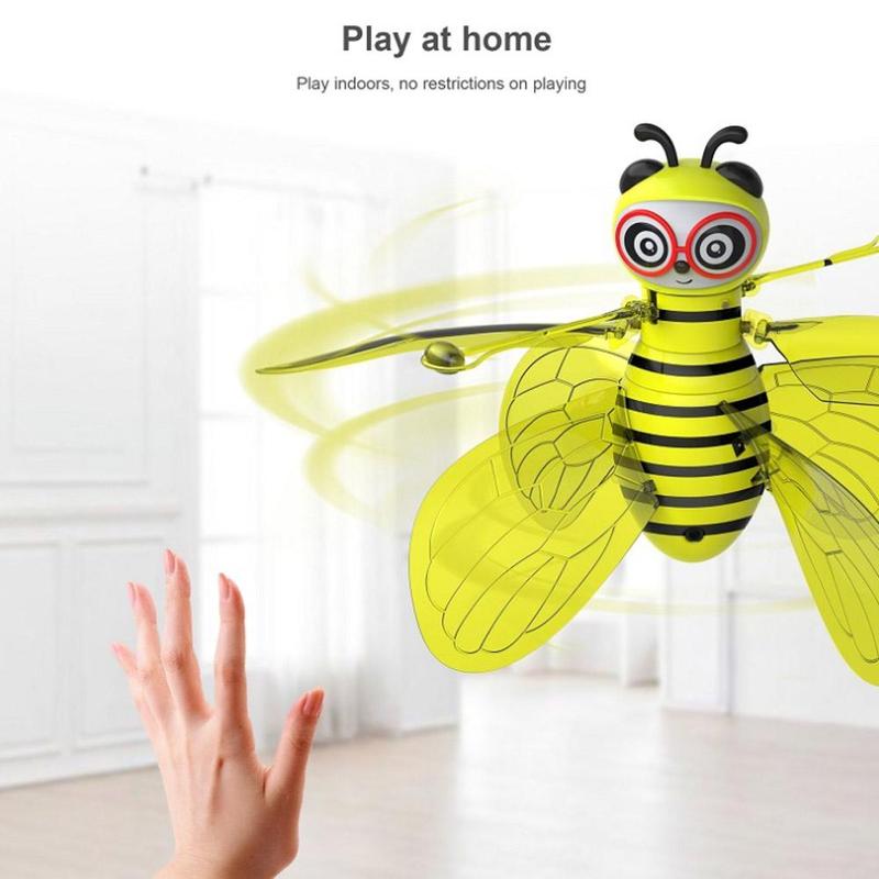 cute Bee Mini Helicopter Electronic Infrared Induction Aircraft Gesture Suspension Sensor Small Bee Aircraft Kids Toys