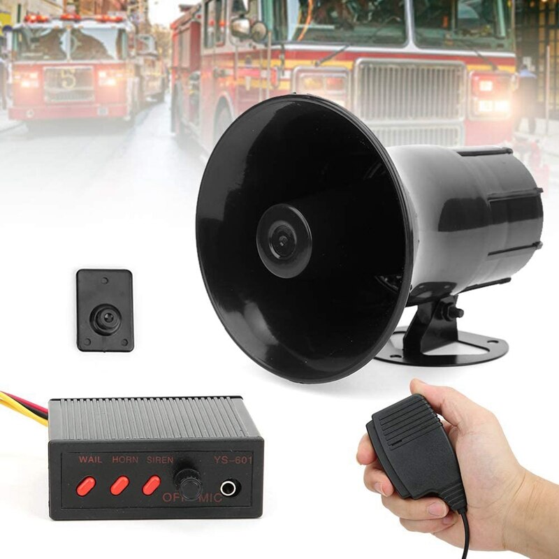 12V Police Siren Speaker 3 Tone Sound Volume Adjustment Vehicle Horn with Mic Loudspeaker Emergency Electronic PA System: Default Title