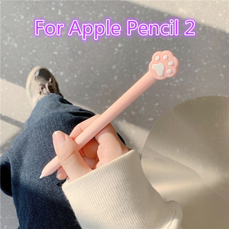 Cute Cat Claw For Apple Pencil 2/1 Case For iPad Tablet Touch Pen Stylus Cartoon Protective Sleeve Cover Flower Pencil Cases: WS514-2-1