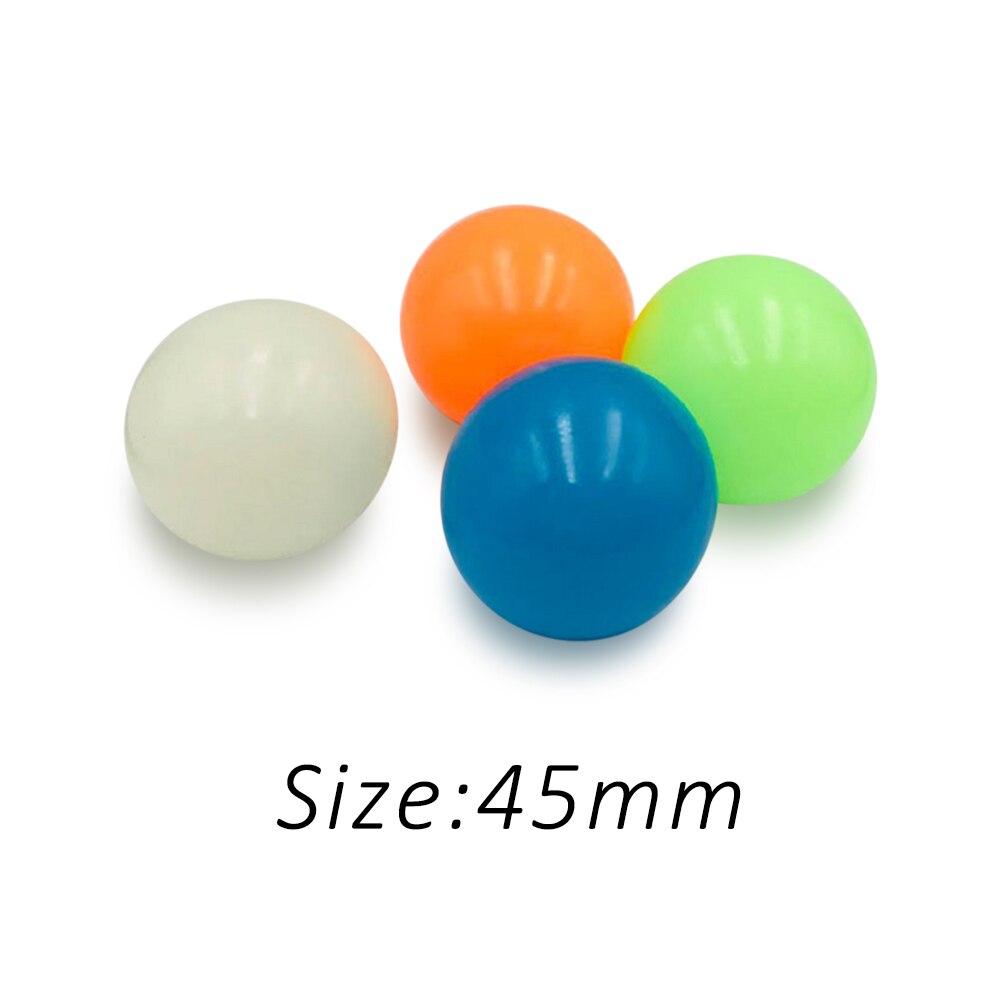 4 stücke Stick Wand Ball Spiel Dekompression Ball Jump Ball Glow in The Dark Spielzeug Kid Spielzeug Squash Saug Ziel mini Leuchtende Kugel
