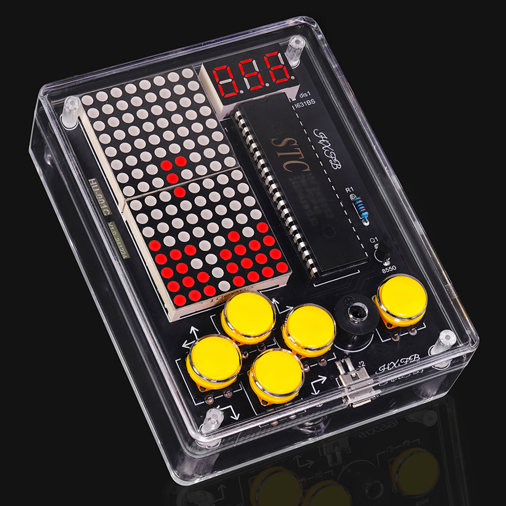 DIY Verbeterde Pixel Game Console Elektronische Kit Rode LED Dot Matrix Digitale Buis Display Soldeerpraktijk Kit Verstelbare USB 5V