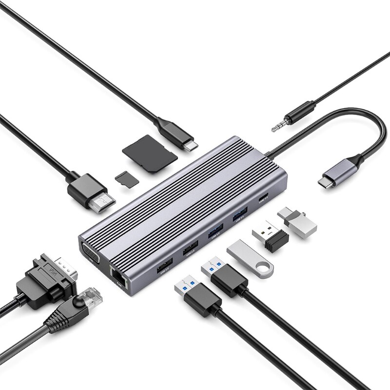 12 Häfen USB C Hub Unterstützung Mehrere USB Erweiterungen USB Splitter Computer Teile