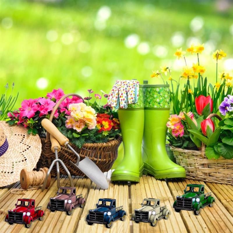 Solar Flower Pot Retro Pickup Truck Planter And Fairy Light For Outdoor Garden Decor Landscape Decorations Garden Accessories