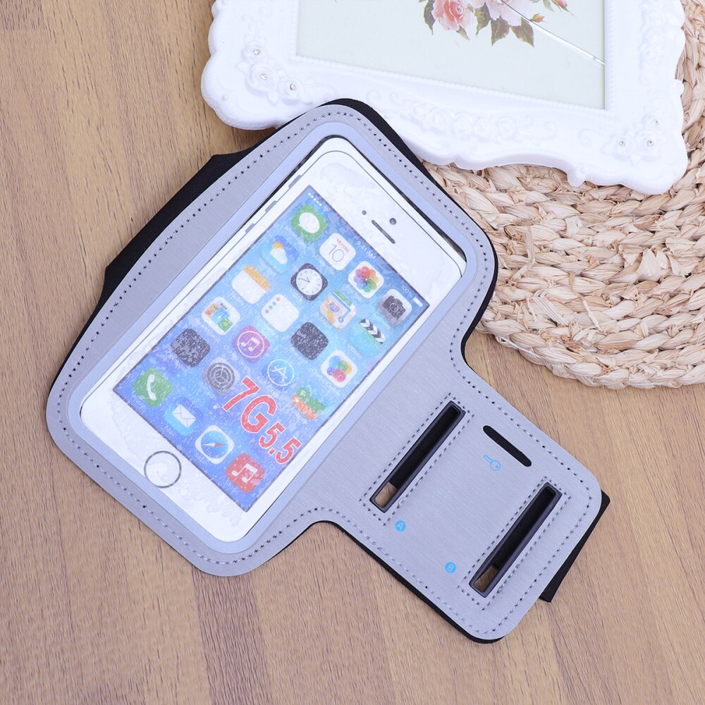 Funda Universal para brazo de 5,5 pulgadas resistente al agua, brazalete deportivo, pantalla táctil, funda para teléfono multifunción para ejercicio de carrera (Silver-g