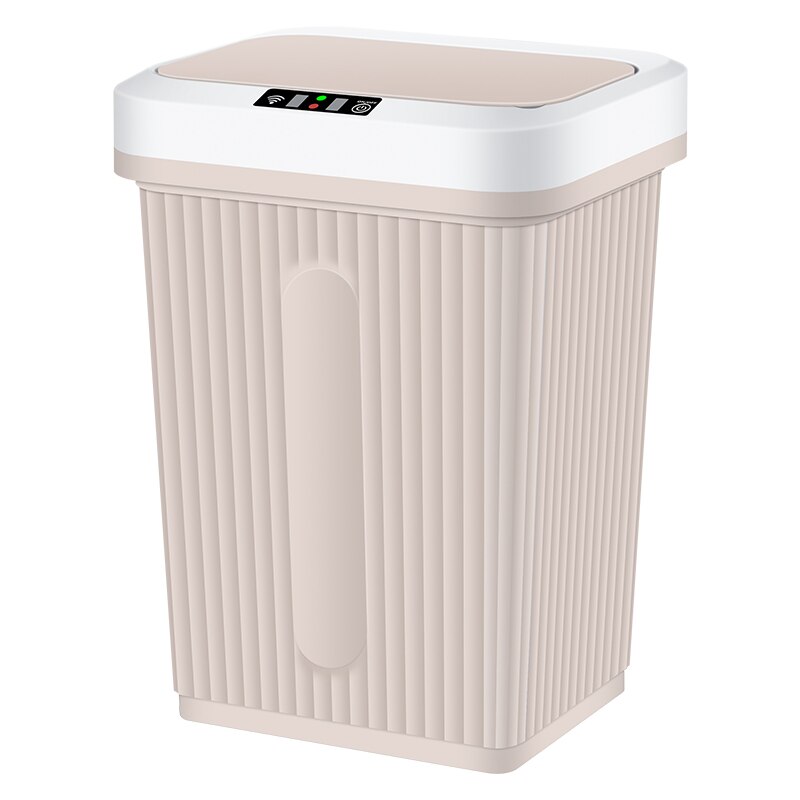 16l sensor automático caixote do lixo lata de lixo inteligente usb indução recarregável lixo bin pode casa sala estar balde de lixo: Khaki