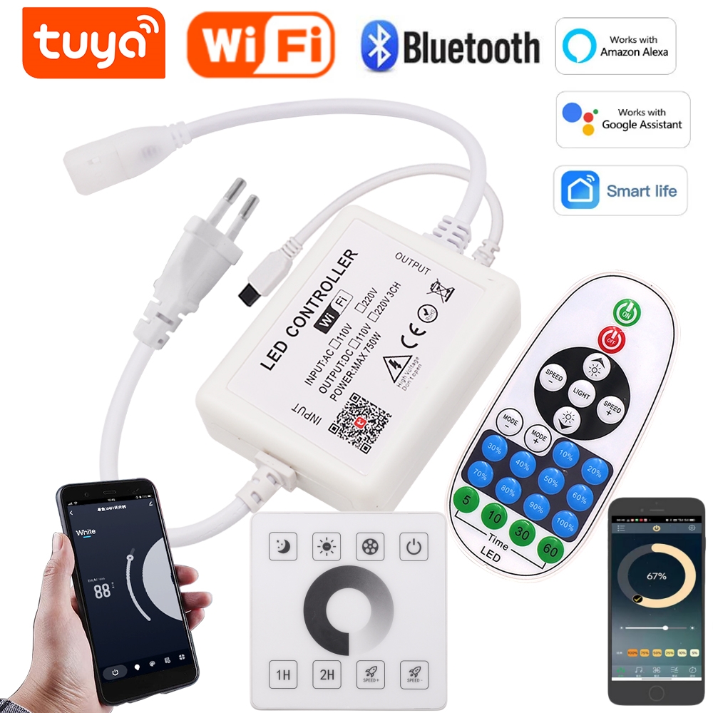 LED Dimmer Regler IR Fernbedienung/Tuya WIFI/Bluetooth/RF berühren Tafel Für 8MM PCB 110V 220V 288Leds/m 360LEDs/m Keine Drähte Kolben Streifen