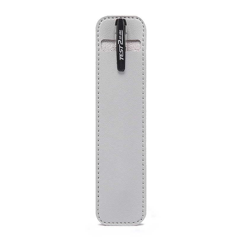 1 Pcs PU Leather Pencil Pen Case Pen Protection Cover Solid Color Hollow Simple Student Stationery Box: Grey
