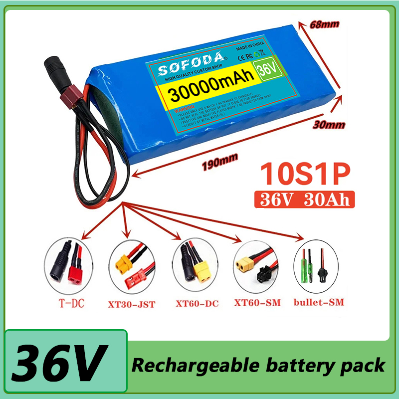 36V battery 100% genuine 36V 30000mAh 10S1P 18650 lithium-ion rechargeable battery pack 20A with BMS scooter and bicycle