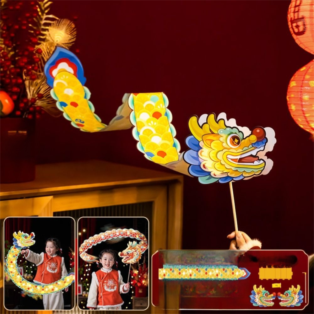 Lichtgevende Mid-Herfst Draak Dans Lantaarn DIY Craft Cartoon Chinese Stijl Draak Lamp Handgemaakte Draagbare Handheld Draak Lantaarn: Deep Sapphire