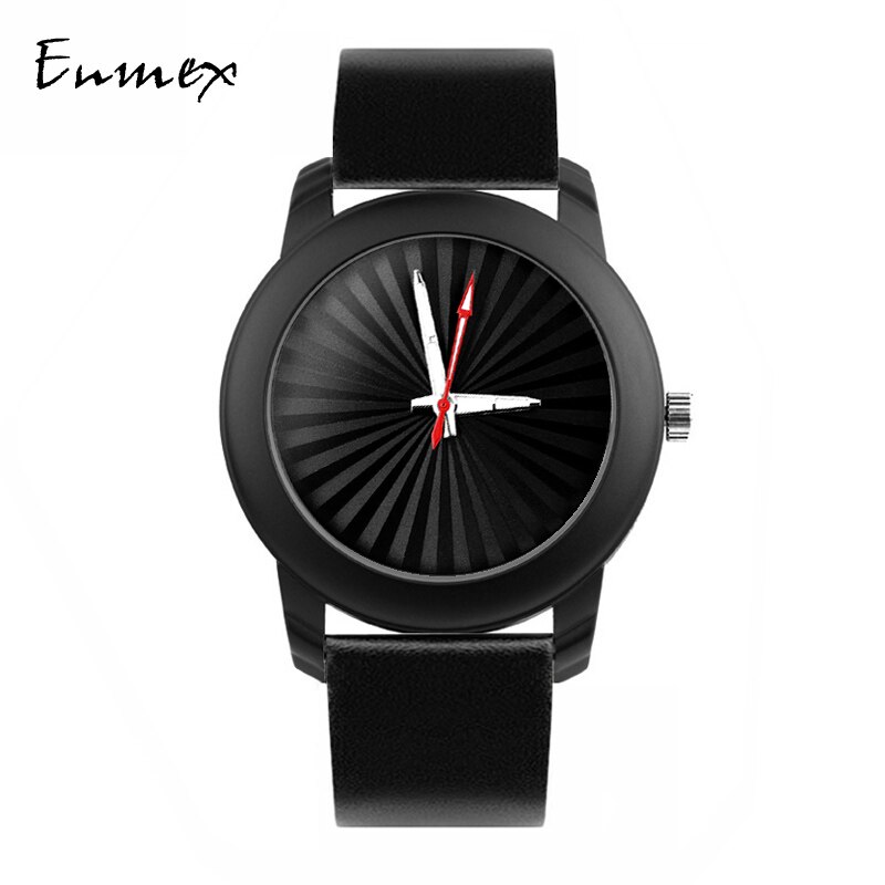Enmex zwart polshorloge met lichtgevende wijzers, zonnestreep, echte silicagelband, stijlvolle klok, kwartshorloge: E8304