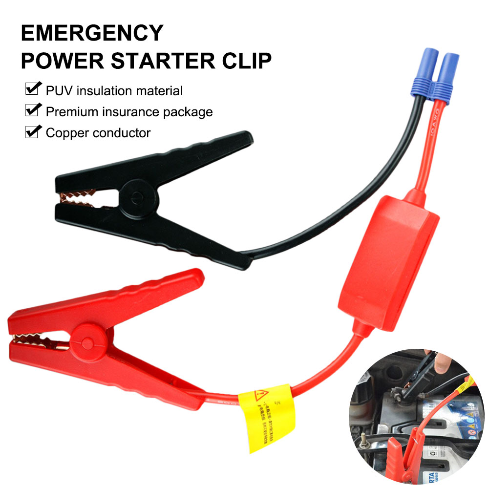 12V Car Jump Starter Cable EC5 Plug Connector Car Emergency Start Power Cable Clamp Storage Battery Anti-reverse Alligator Clip