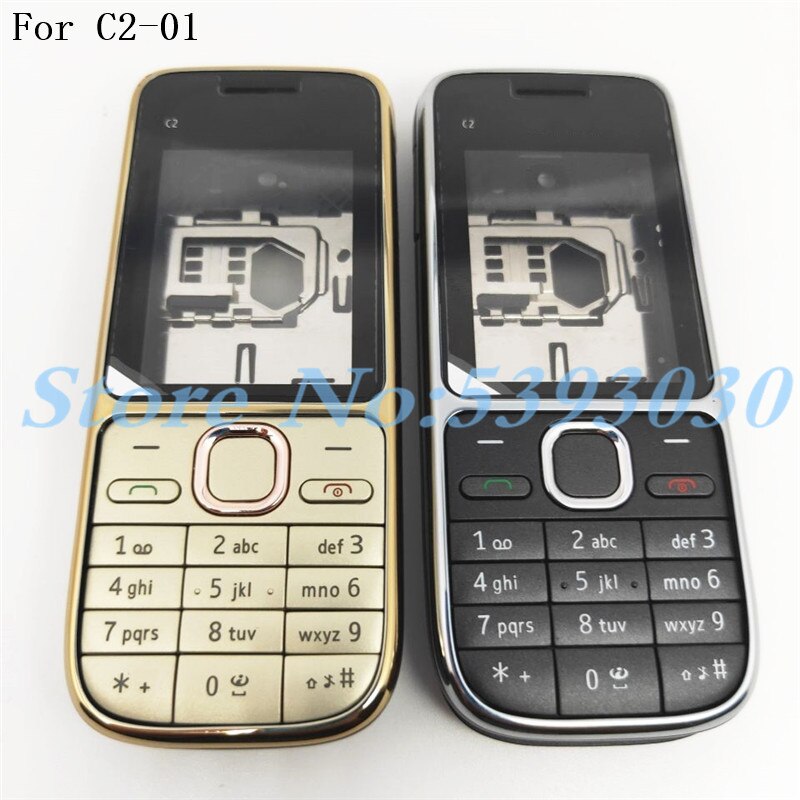 Voor Nokia C2-01 Behuizing Cover Deur Frame + Batterij Cover + Toetsenbord + Logo Vervangende Onderdelen