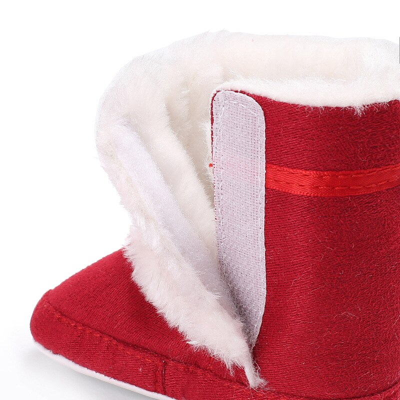 Noël bébé fille hiver neige bottes Crochet tricot polaire bébé chaussures enfant en bas âge laine infantile doux bas premiers marcheurs chaussons