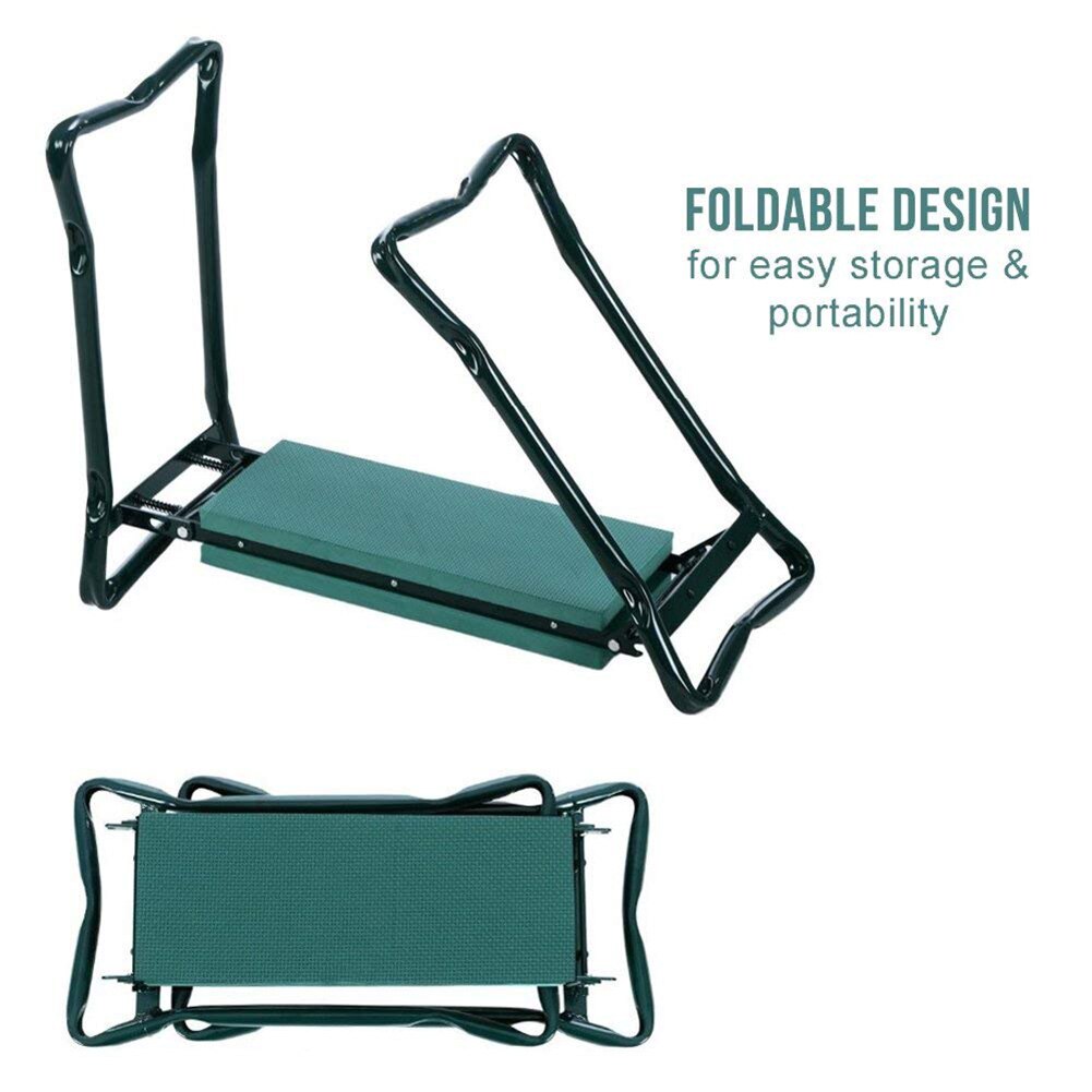 Folding Garden Kneeler with Handles Stainless Steel Garden Stool with EVA Kneeling Pad and Storage Bag Gardening Supply