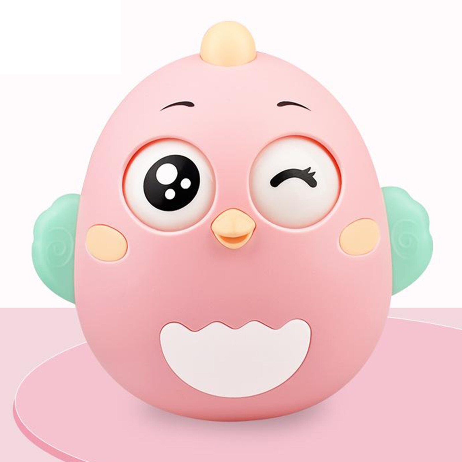 Plastic Cartoon Chick Tumbler Doll Cute Animal Grasp Toys for 6-12 Months Babies: Pink