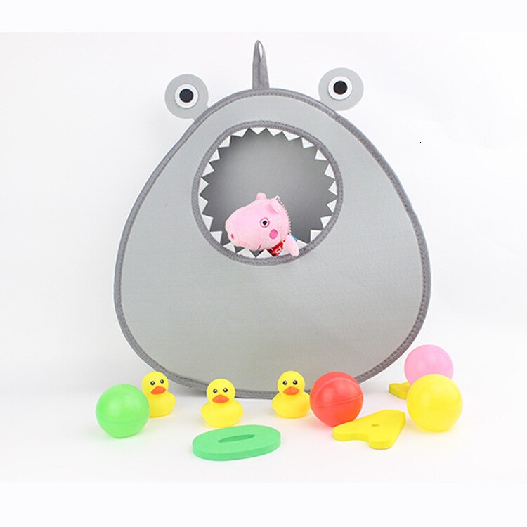 Cute Abstract Alien Shape Baby Bath Toy Storage Bag Cartoon Shape Storage Hanging Bag With Hook Waterproof Bathroom Mesh Bag: gray
